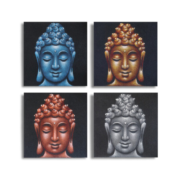 Lot de 4 Têtes de Bouddha Détail Sable 40x40cm- Vendu par 1