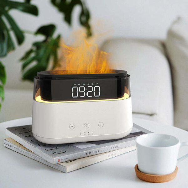 Diffuseur d'arômes moderne - Horloge LED - USB-C - Effet Flamme- Vendu par 1 – Image 2