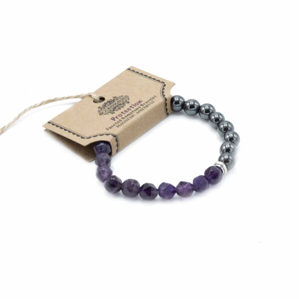 Bracelet Pierres Précieuses à Facettes - Améthyste Magnétique- Vendu par 1