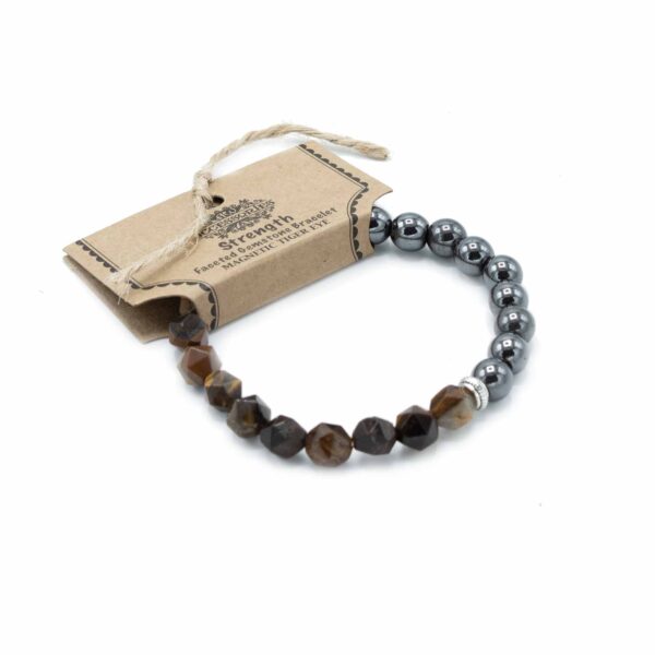 Bracelet Pierres Précieuses Facettes - Oeil de Tigre Magnétique- Vendu par 1