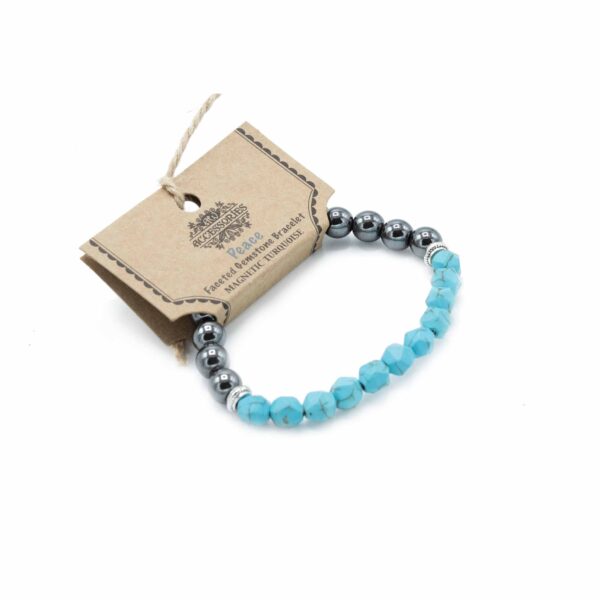 Bracelet Pierres Précieuses à Facettes - Turquoise Magnétique- Vendu par 1