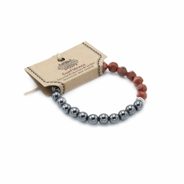 Bracelet Pierres Précieuses Facettes - Jaspe Rouge Magnétique- Vendu par 1