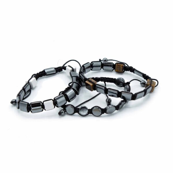 Bracelet Shamballa Hématite Magnétique - Doubles Cuboïdes- Vendu par 1 – Image 3