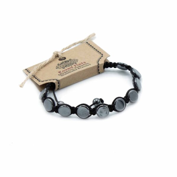 Bracelet Shamballa en Hématite Magnétique - Plats Ronds- Vendu par 1