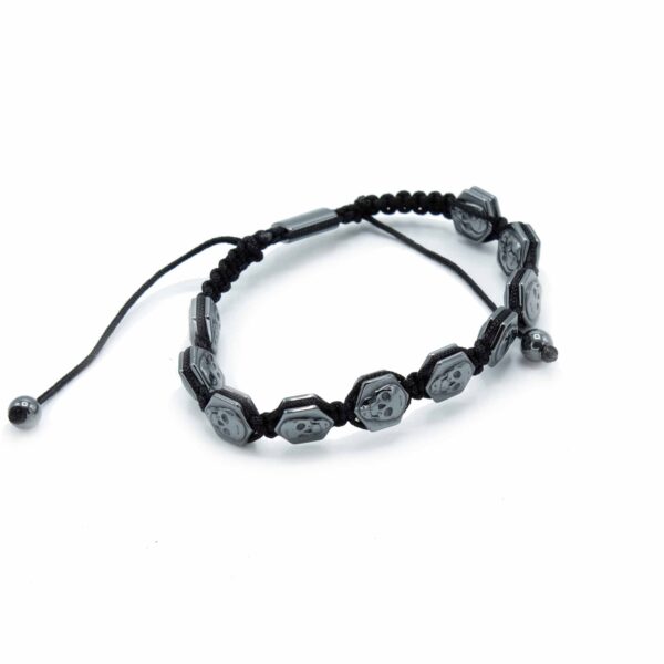 Bracelet Shamballa Hématite Magnétique - Crânes Hexagonaux- Vendu par 1 – Image 2