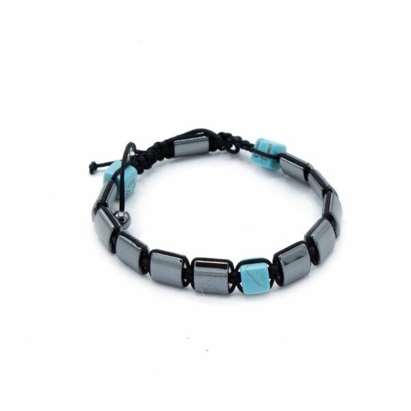 Bracelet Shamballa Hématite Magnétique - Cuboïdes Turquoise- Vendu par 1 – Image 2