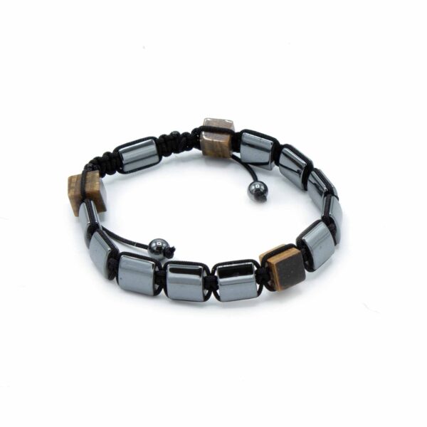 Bracelet Shamballa Hématite Magnétique - Cuboïdes Oeil de Tigre- Vendu par 1 – Image 2