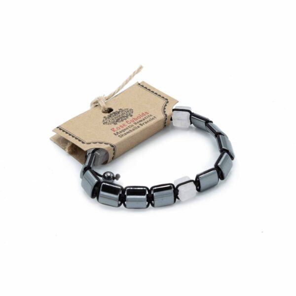 Bracelet Shamballa Hématite Magnétique - Cuboïdes Roses- Vendu par 1