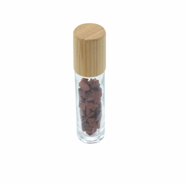 Bouteille à rouleau d'huile essentielle de pierre précieuse - Jaspe rouge - Bouchon en bois + embout à rouleau de pierre précieuse pour bouteille de 5 ml - Jaspe rouge- Vendu par 1 – Image 4
