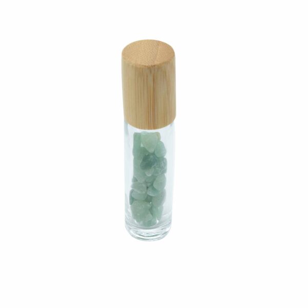 Bouteille à rouleau d'huile essentielle de pierre précieuse - Aventurine - Bouchon en bois + embout à rouleau de pierre précieuse pour bouteille de 5 ml - Aventurine- Vendu par 1 – Image 4