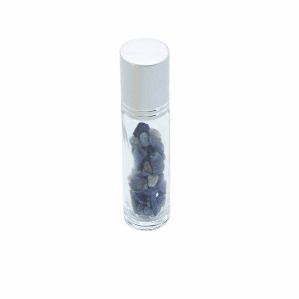 Bouteille à rouleau d'huile essentielle de pierre précieuse - Sodalite - Bouchon argenté + embout à rouleau de pierre précieuse pour bouteille de 5 ml - Sodalite- Vendu par 1 – Image 3