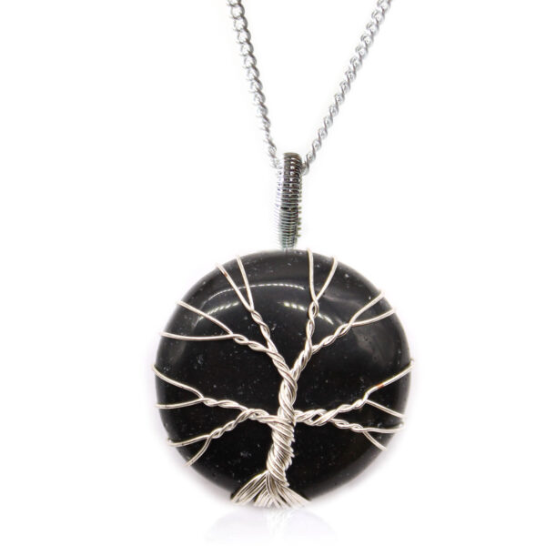 Collier de Pierres Précieuses Arbre de Vie - Onyx Noir- Vendu par 1