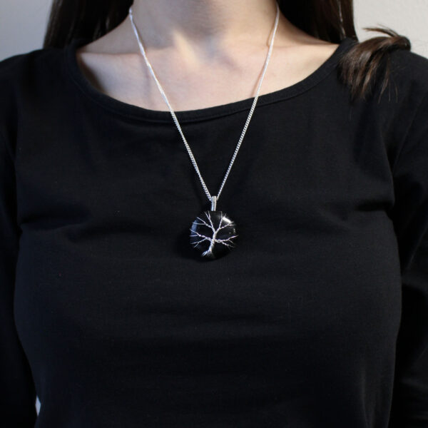 Collier de Pierres Précieuses Arbre de Vie - Onyx Noir- Vendu par 1 – Image 2