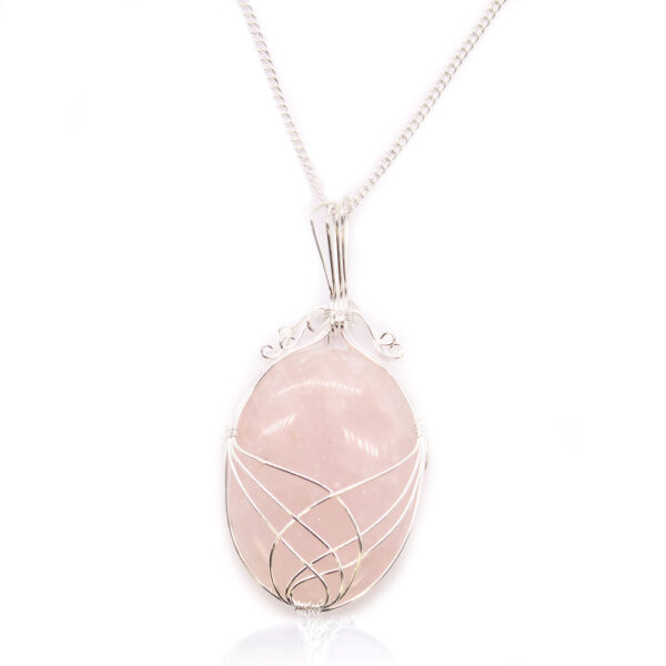 Collier de pierres précieuses enveloppées de tourbillons - Quartz rose- Vendu par 1