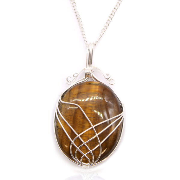 Collier de pierres précieuses enveloppées de tourbillons - Oeil de Tigre- Vendu par 1