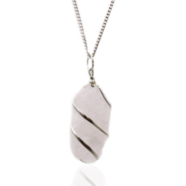 Collier de pierres précieuses enveloppées en cascade - Quartz rose brut- Vendu par 1