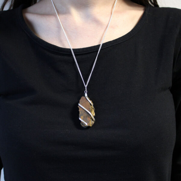 Collier de pierres précieuses enveloppées en cascade - Oeil de tigre brut- Vendu par 1 – Image 2