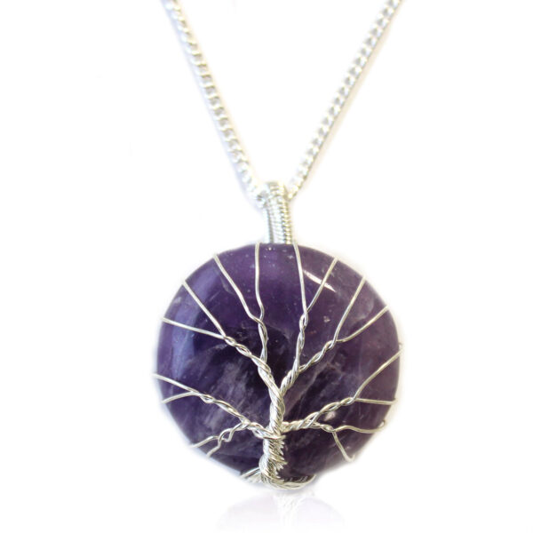 Collier de pierres précieuses Arbre de Vie - Améthyste- Vendu par 1
