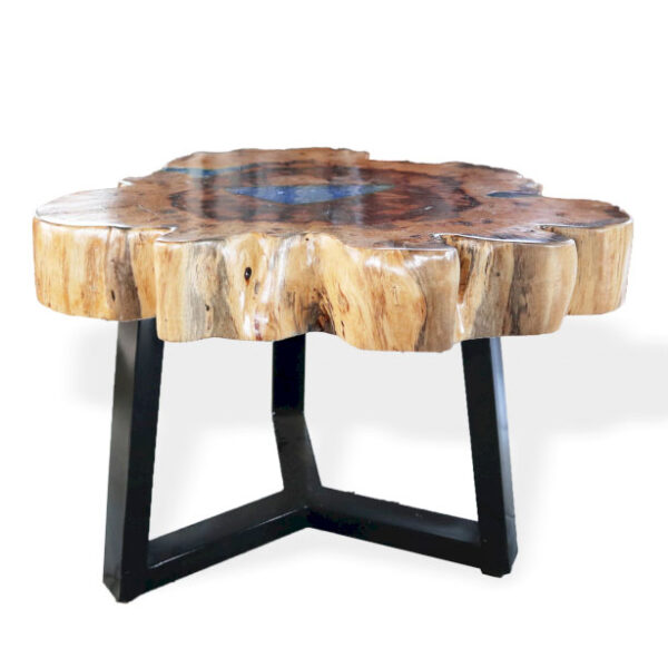 Table Basse en Tamarin et Résine - Bleu Ciel- Vendu par 1 – Image 2