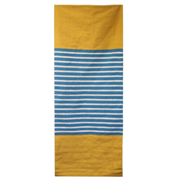 Tapis Indien en Coton - 70x170cm - Jaune/Bleu- Vendu par 1