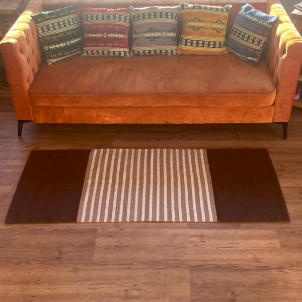 Tapis Indien en Coton - 70x170cm - Marron Foncé / Beige- Vendu par 1 – Image 3