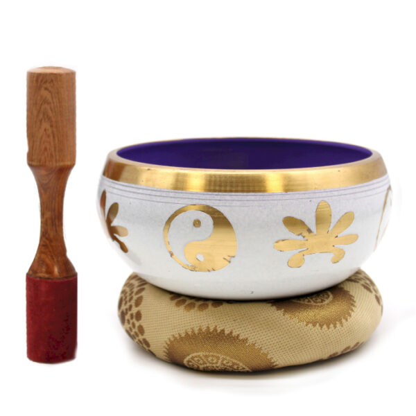 Ensemble de bols chantants Lrg Yin & Yang - Blanc/Violet 14 cm- Vendu par 1