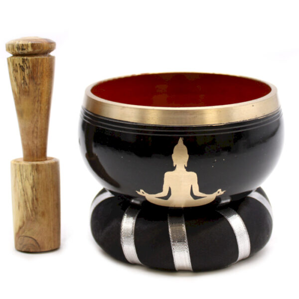 Ensemble de bols chantants Bouddha - Noir/Orange 10,7 cm- Vendu par 1