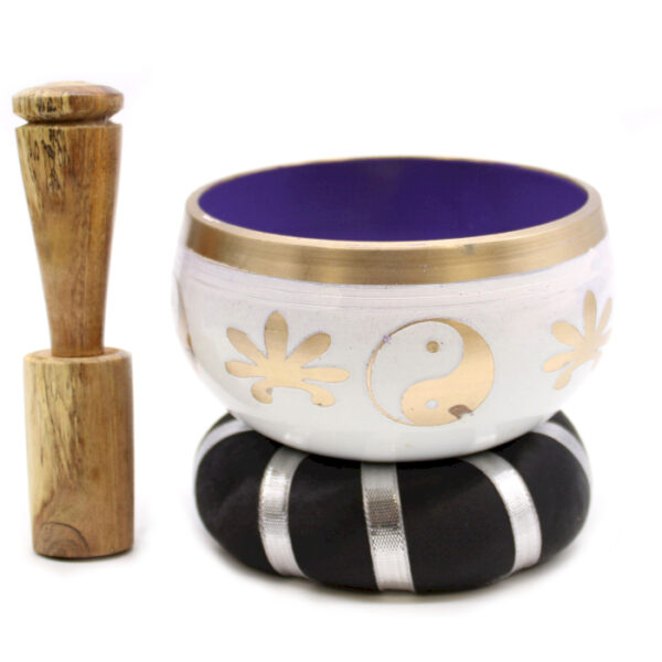 Ensemble de bols chantants Yin et Yang - Blanc/Violet 10,7 cm- Vendu par 1