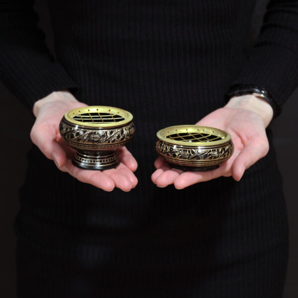Brûleur à charbon en laiton avec dessous de verre- Vendu par 1 – Image 4