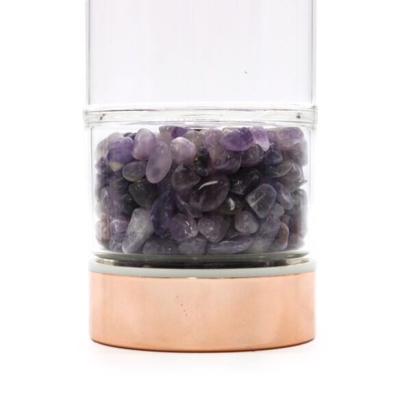 Bouteille Infuseur à Thé en Verre Cristal - Or Rose - Améthyste- Vendu par 1 – Image 2