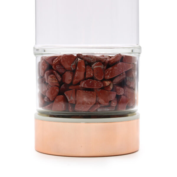 Bouteille Infuseur à Thé en Verre Cristal - Or Rose - Jaspe Rouge- Vendu par 1 – Image 2