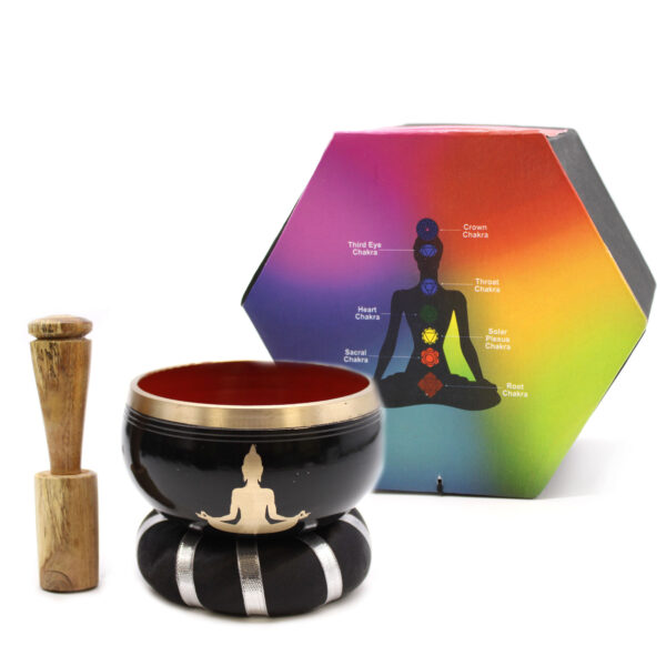 Ensemble de bols chantants Bouddha - Noir/Orange 10,7 cm- Vendu par 1 – Image 4