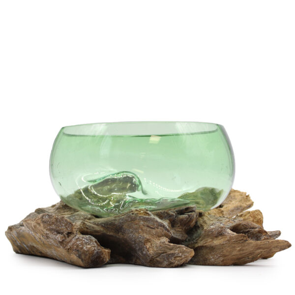 Bouteilles de bière recyclées - Lrg Wide Bowl sur bois- Vendu par 1