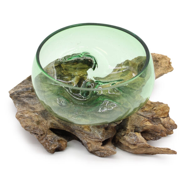 Bouteilles de bière recyclées - Lrg Wide Bowl sur bois- Vendu par 1 – Image 2