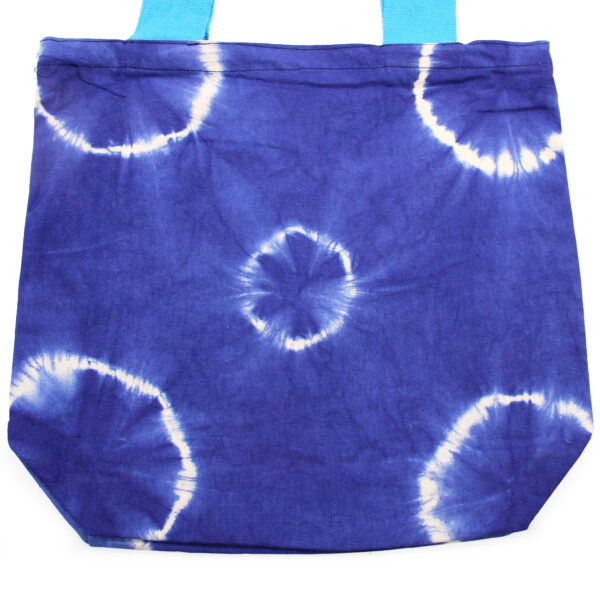 Sac en Coton Tye-Dye Naturel (8oz) - 38x42x12cm - Anneaux Bleus - Anse Bleue- Vendu par 1 – Image 2