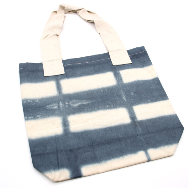 Sac en Coton Tye-Dye Naturel (8oz) - 38x42x12cm - Blocs Gris - Poignée Naturelle- Vendu par 1 – Image 2
