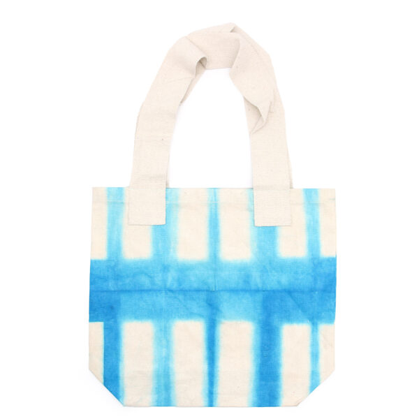 Sac en Coton Tye-Dye Naturel (8oz) - 38x42x12cm - Blocs Bleu Ciel - Anse Naturelle- Vendu par 1
