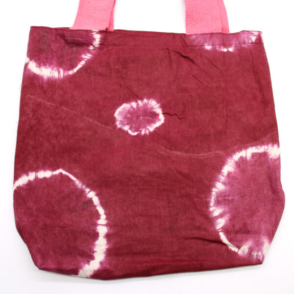 Sac en Coton Tye-Dye Naturel (8oz) - 38x42x12cm - Anneaux Marron - Anse Rose- Vendu par 1 – Image 2