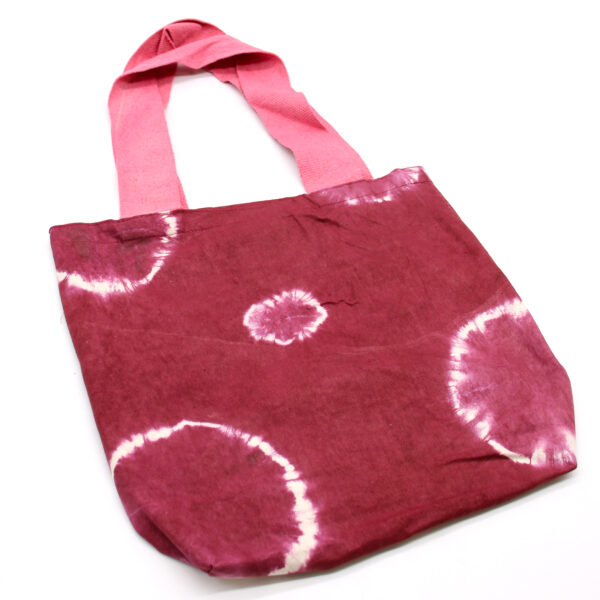 Sac en Coton Tye-Dye Naturel (8oz) - 38x42x12cm - Anneaux Marron - Anse Rose- Vendu par 1 – Image 3
