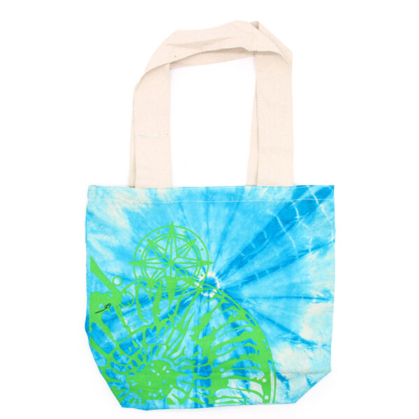 Sac en Coton Tye-Dye (6oz) - 38x42x12cm - Coquillage - Bleu/Vert - Anse Verte- Vendu par 1