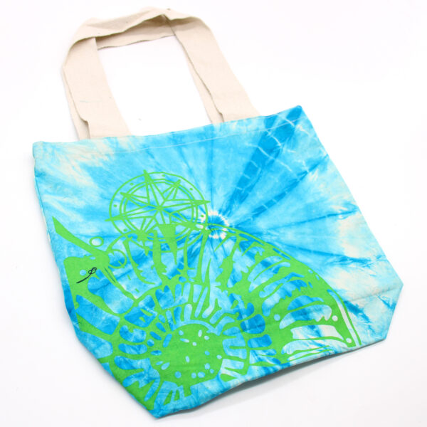 Sac en Coton Tye-Dye (6oz) - 38x42x12cm - Coquillage - Bleu/Vert - Anse Verte- Vendu par 1 – Image 3