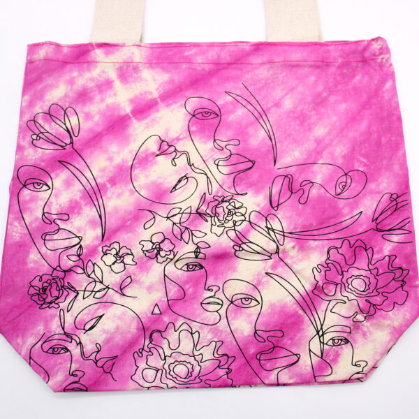 Sac en coton Tye-Dye (6oz) - 38x42x12cm - Pretty Face - Magento - Anse Naturelle- Vendu par 1 – Image 2