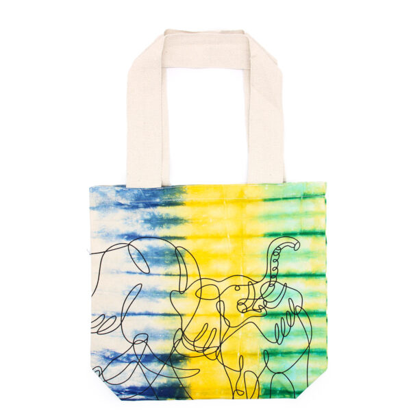 Sac en coton Tye-Dye (6oz) - 38x42x12cm - Éléphants - Multi - Anse Naturelle- Vendu par 1