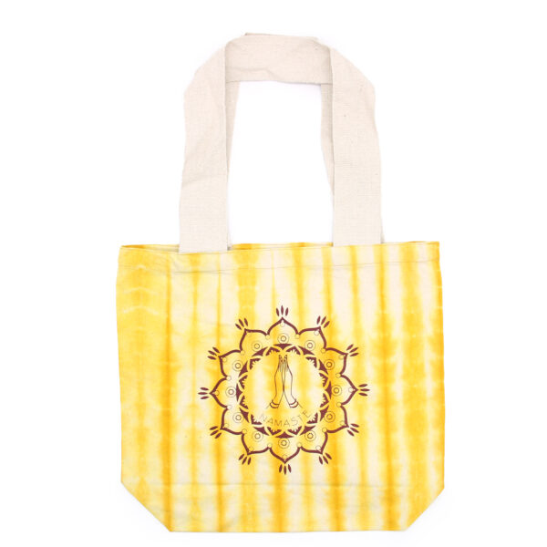 Sac en coton Tye-Dye (6oz) - 38x42x12cm - Mains Namaste - Jaune - Anse Naturelle- Vendu par 1