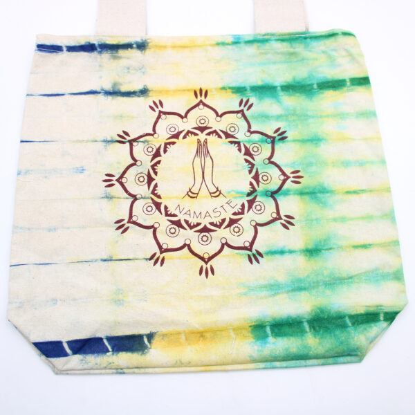 Sac en coton Tye-Dye (6oz) - 38x42x12cm - Namaste Hands - Multi - Anse Naturelle- Vendu par 1 – Image 2