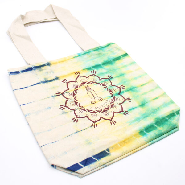 Sac en coton Tye-Dye (6oz) - 38x42x12cm - Namaste Hands - Multi - Anse Naturelle- Vendu par 1 – Image 3