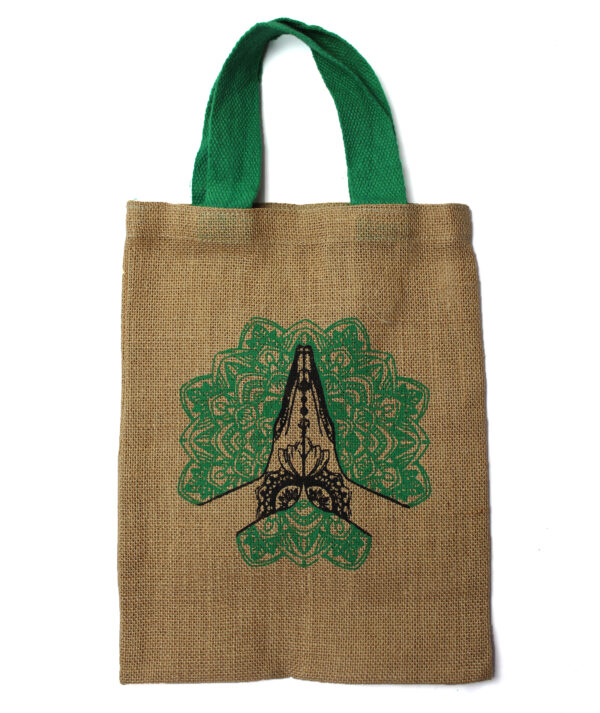 Sac fourre-tout en jute - Dessins mystiques - Namaste- Vendu par 1