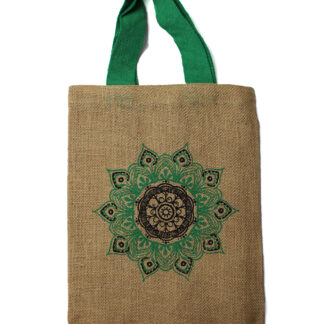 Sac fourre-tout en jute - Dessins mystiques - Mandala Rose- Vendu par 1