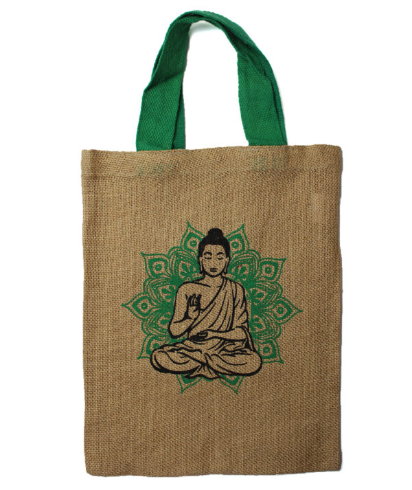Sac fourre-tout en jute - Dessins mystiques - Bouddha- Vendu par 1