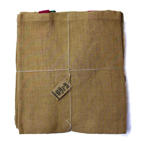 Grand sac fourre-tout en jute - anse de couleur bleue- Vendu par 1 – Image 3